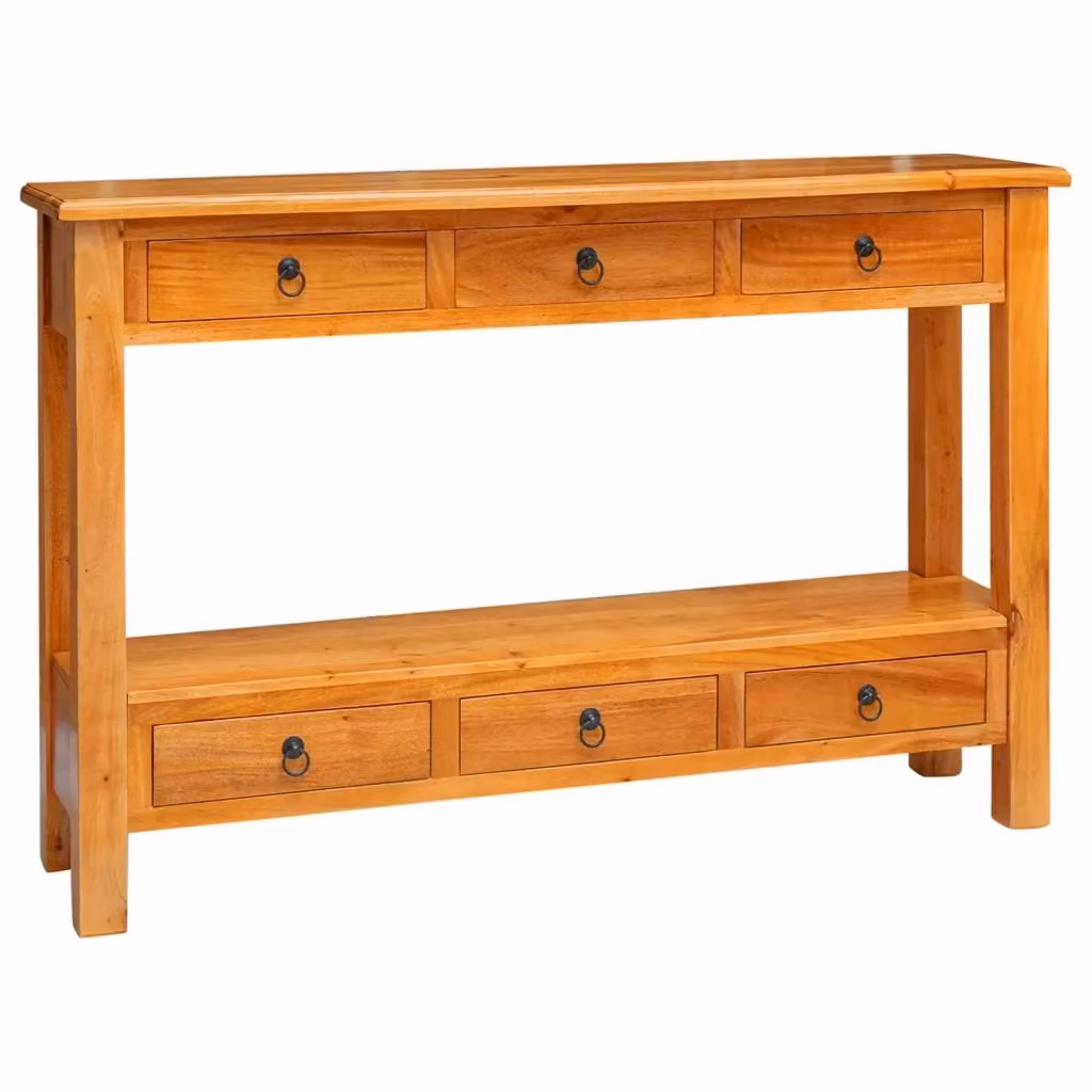 vidaXL Tavolo consolle in legno con cassetto stile rustico, Marrone, L 115 x P 32 x H 76 cm – 2