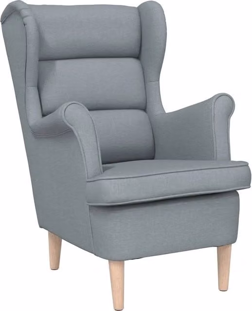 Poltrona relax moderna in tessuto grigio con braccioli e struttura in legno, L: 74 cm, P: 84 cm, H: 100 cm