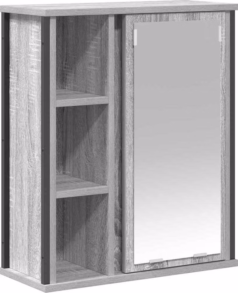 Pensile da Bagno con Specchio Grigio Sonoma 50x21x60 cm