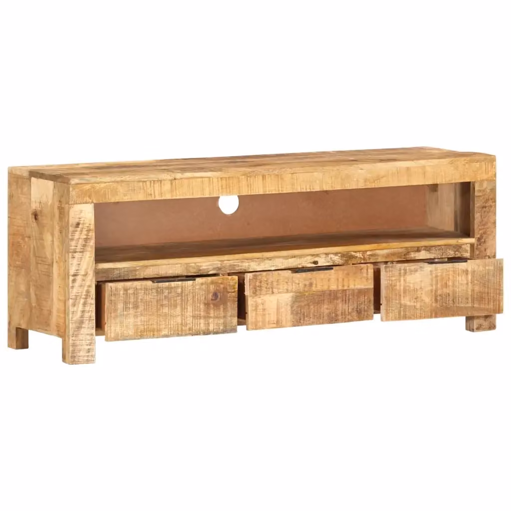Mobile Porta TV vidaXL in Legno di Mango Grezzo Marrone L: 110 cm, P: 30 cm, H: 40 cm – 2