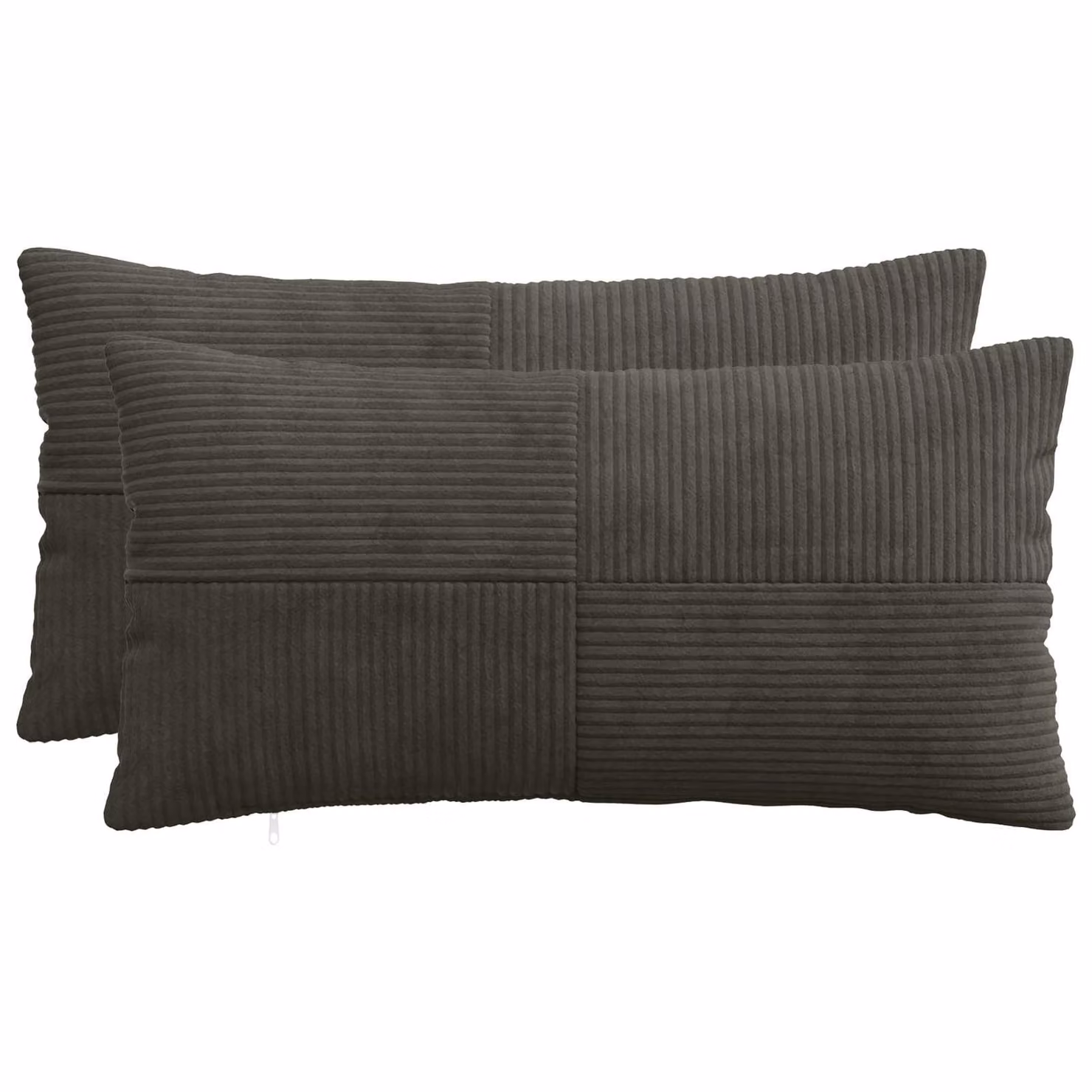 Set di 2 federe vidaXL ALMELO in velluto a coste, colore antracite, L 40 cm x P 70 cm