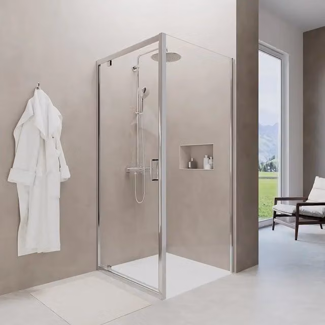 Box doccia 90x90 cm angolare apertura a battente vetro 6mm trasparente | Apulia