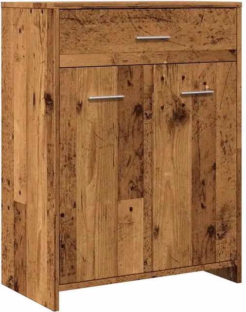 Elegante mobiletto da bagno con cassetto spazio portaoggetti 60 x 33 x 80 cm in legno multistrato vecchio legno 02_0050838