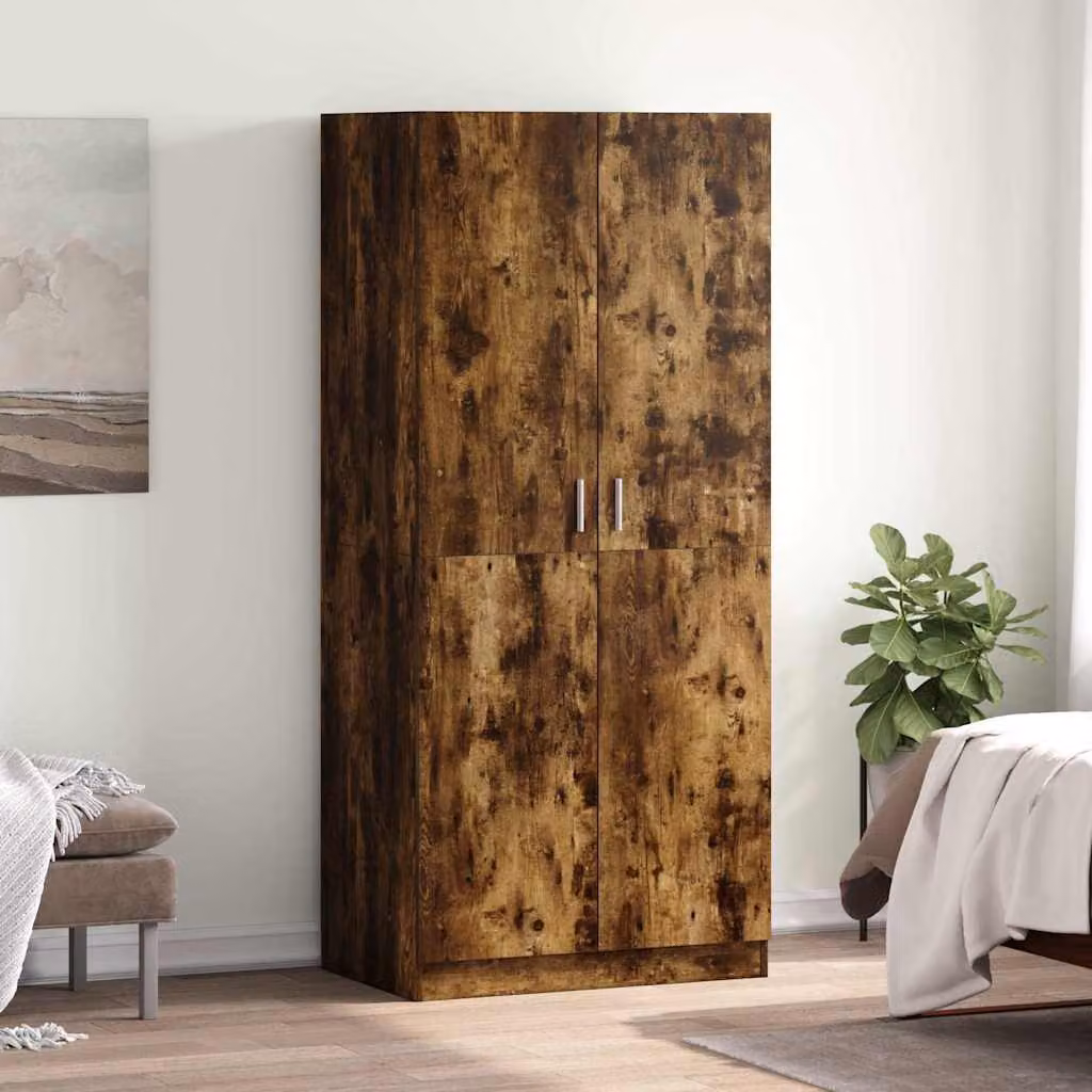 vidaXL Armadio in Legno Rovere Marrone con Ante a Battente L: 80 cm, P: 52 cm, H: 180 cm – 1