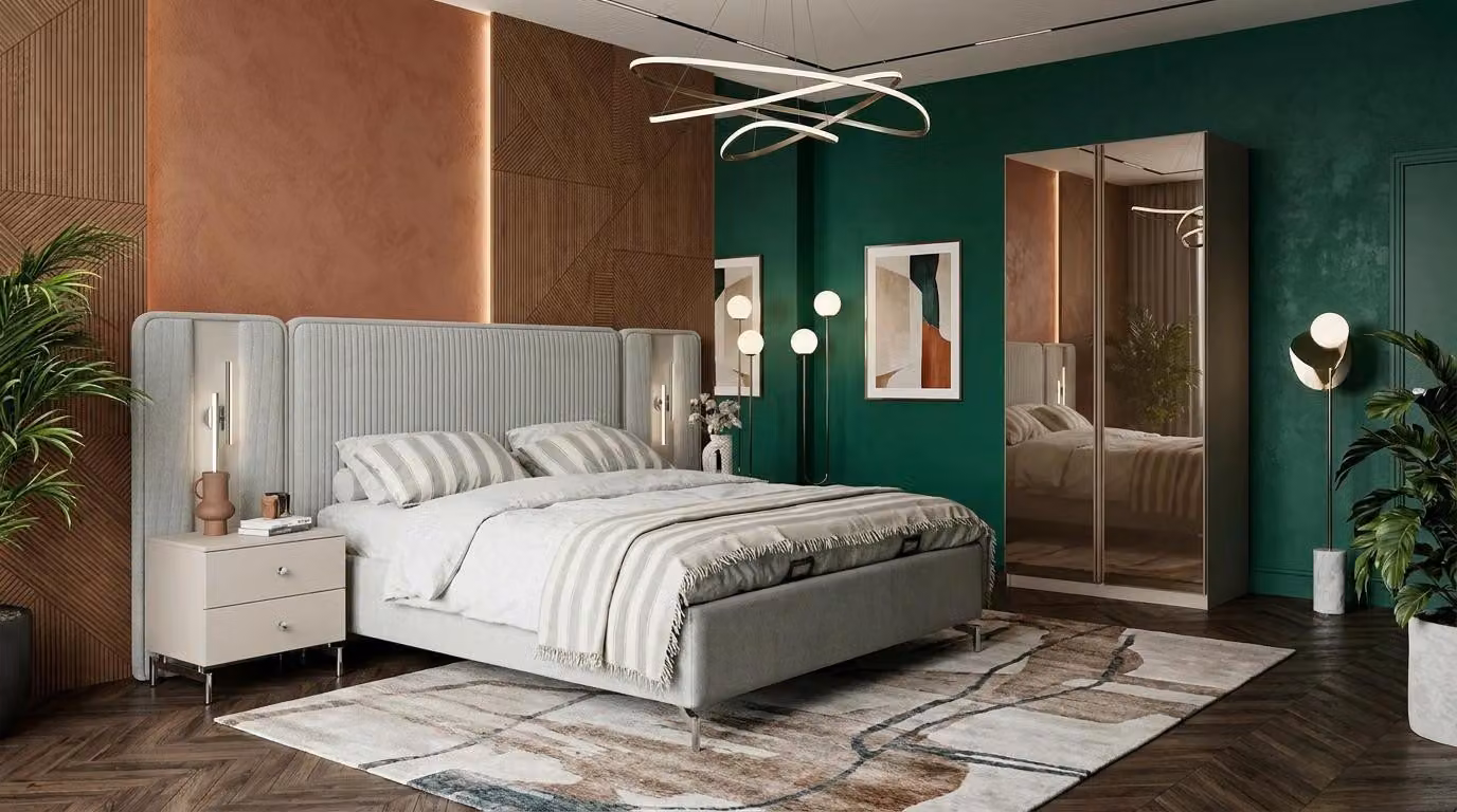 Due comodini, stile moderno, colore bianco, per la camera da letto, design confortevole