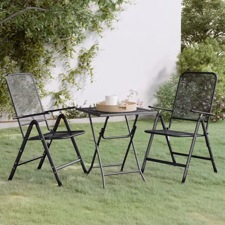 The Living Store Set da pranzo da giardino 3 pezzi in metallo espanso antracite