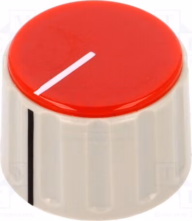 1 x Manopola rotativa, diametro 28,5x19,5 mm, diametro albero: 6 mm, con indicatore grigio e rosso, modello RN-110D-R6.1