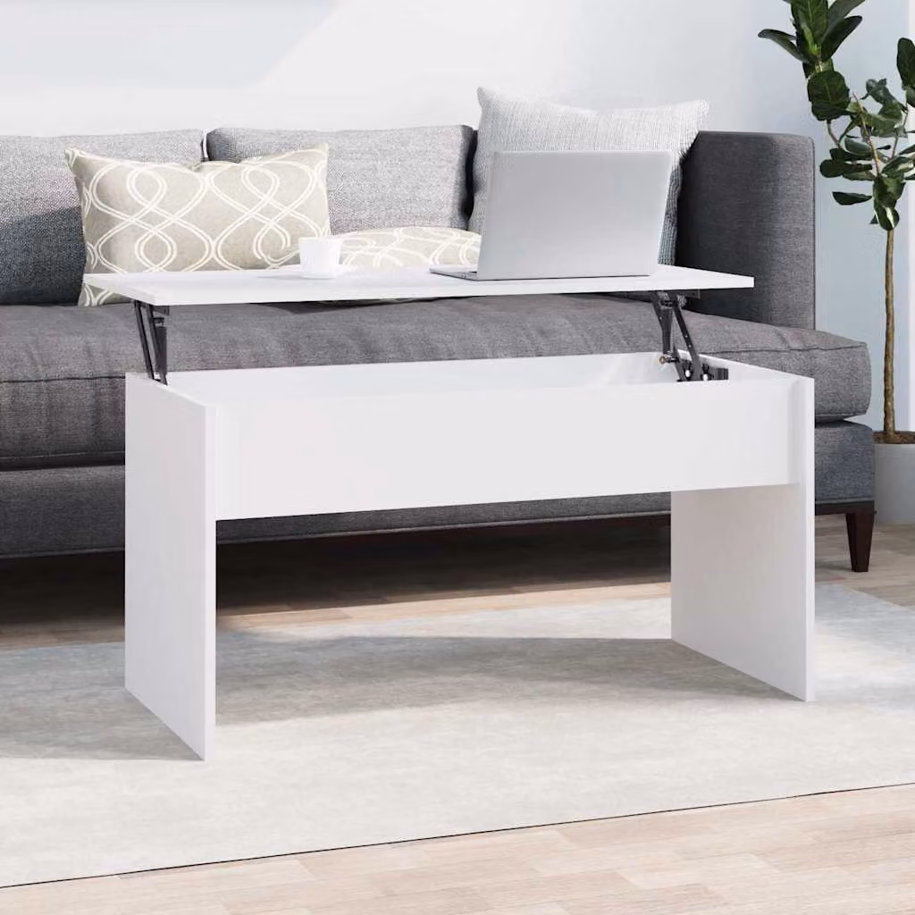 vidaXL Tavolino da Salotto Moderno Bianco in Legno e MDF L: 102 cm, P: 50,5 cm, H: 52,5 cm