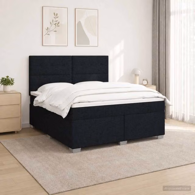 Letto box spring vidaXL con materasso a molle insacchettate e base contenitore, colore nero, L/P: 160 x 200 cm