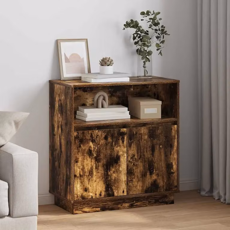 Madia moderna vidaXL in rovere fumé con illuminazione LED, L 71 x P 34,5 x H 75 cm