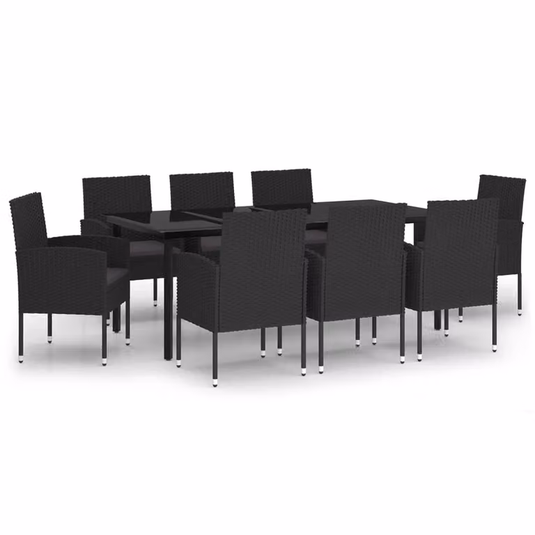 Set da Pranzo da Giardino 9 pz Nero