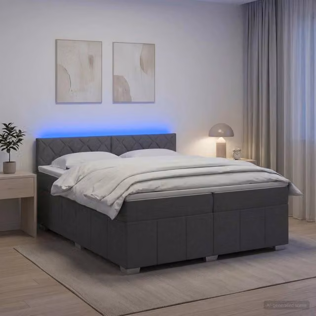 Letto box spring ibrido vidaXL con materasso a molle insacchettate e base sollevabile, Grigio, 200 x 200 cm – 1
