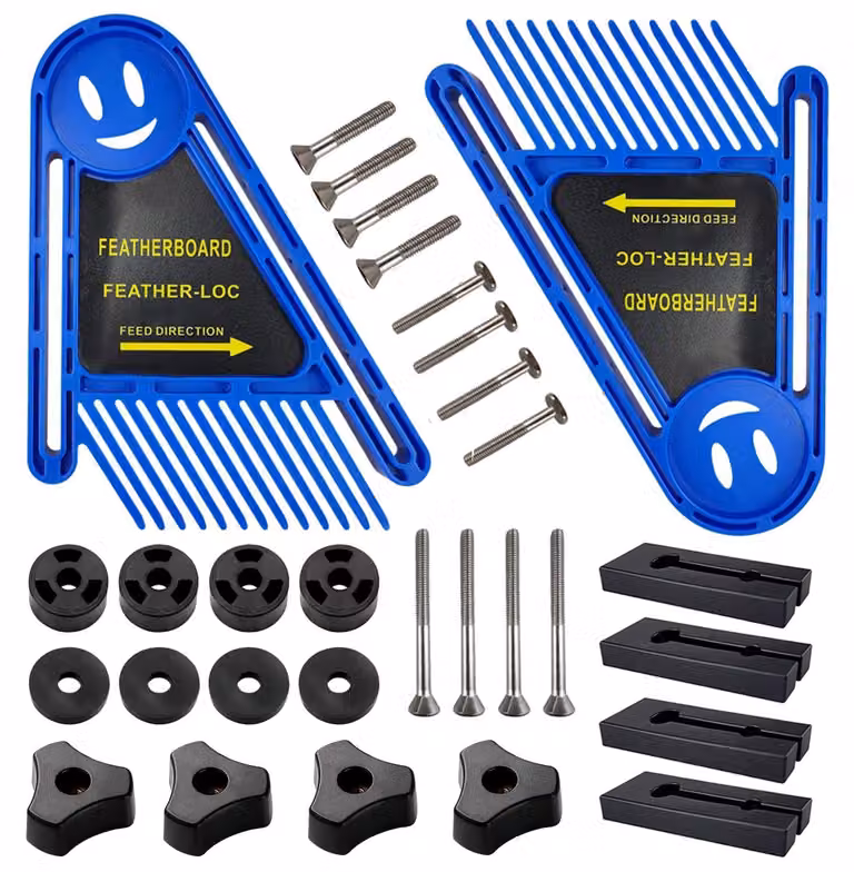 Set di guide di allineamento a doppia molla per sega da banco, dimensioni 21 x 16,5 cm, complete di viti e rondelle