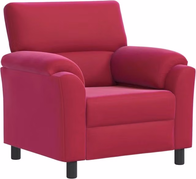 Divano moderno vidaXL in velluto rosso per il tuo soggiorno L: 94 cm, P: 85 cm, H: 93 cm