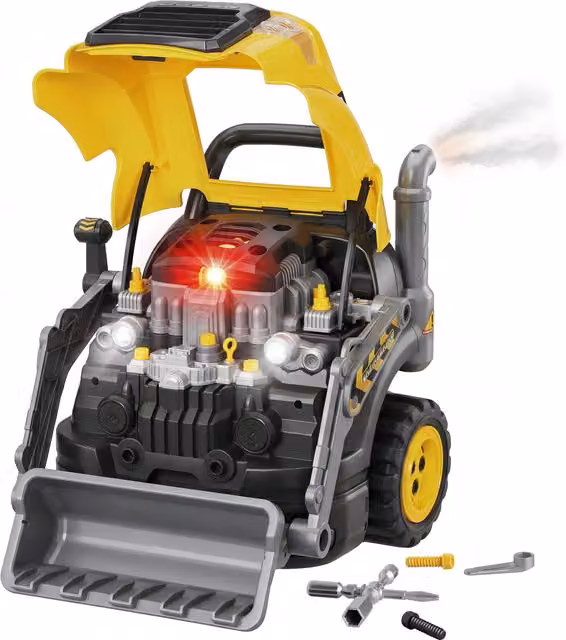 AIYAPLAY Set Officina Escavatore Giocattolo per Bambini 3-6 Anni con Motore e 68 Accessori, Giallo   Aosom Italy