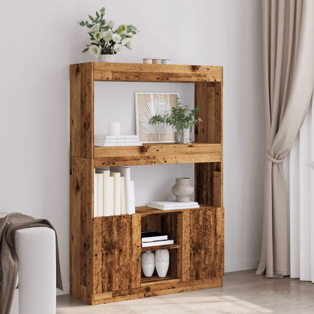 Credenza vidaXL in Legno Antico Marrone con Finitura Opaca L: 92 cm, P: 33 cm, H: 140 cm