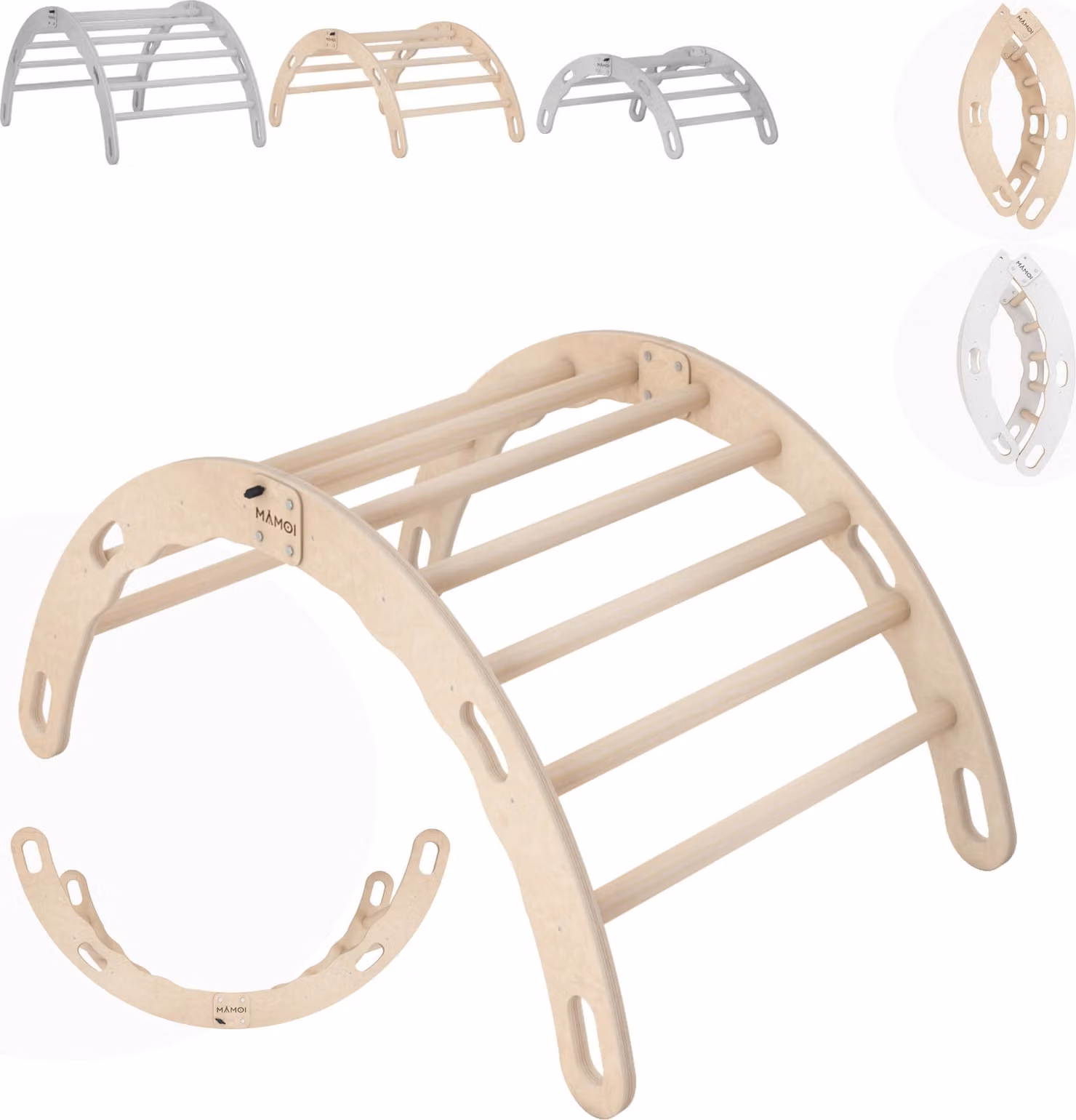 Arco di arrampicata MAMOI®, triangolo di arrampicata, arrampicata per bambini, dondolo arcobaleno in legno, arco in legno per bambini, struttura per arrampicata indoor da 1/2/3 anni