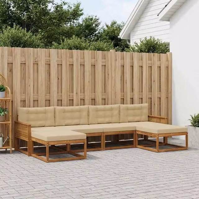 Set di divani da esterno 6 pz Naturale e Beige 3382791