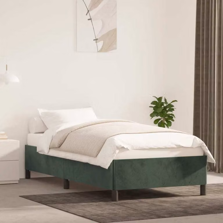 The Living Store Struttura letto in velluto verde scuro 90x200 cm