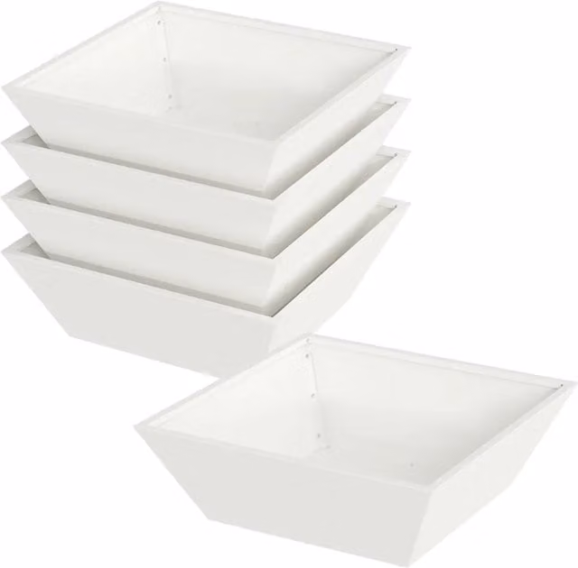 Set di 5 portapiante da giardino trapezoidali moderni 50 x 50 x 15 cm in metallo bianco 02_0052385