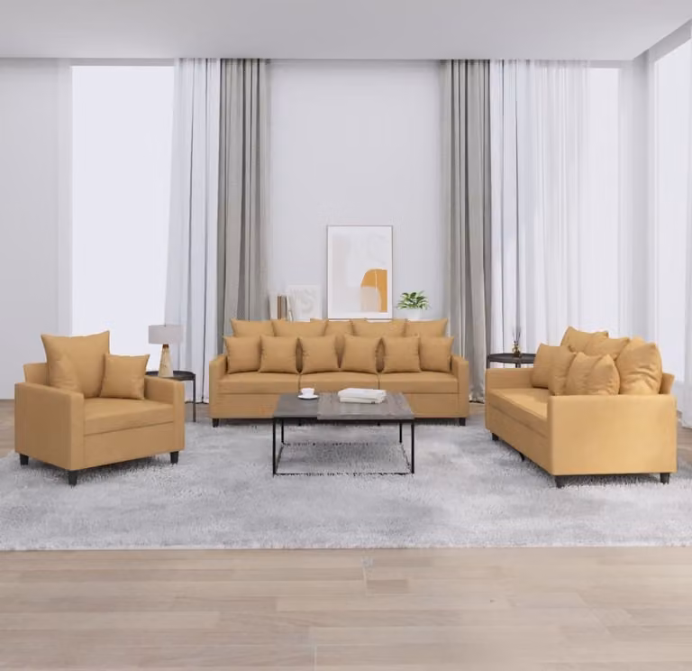 Maison Exclusive - Set divano a 3 pezzi con cuscini in velluto marrone