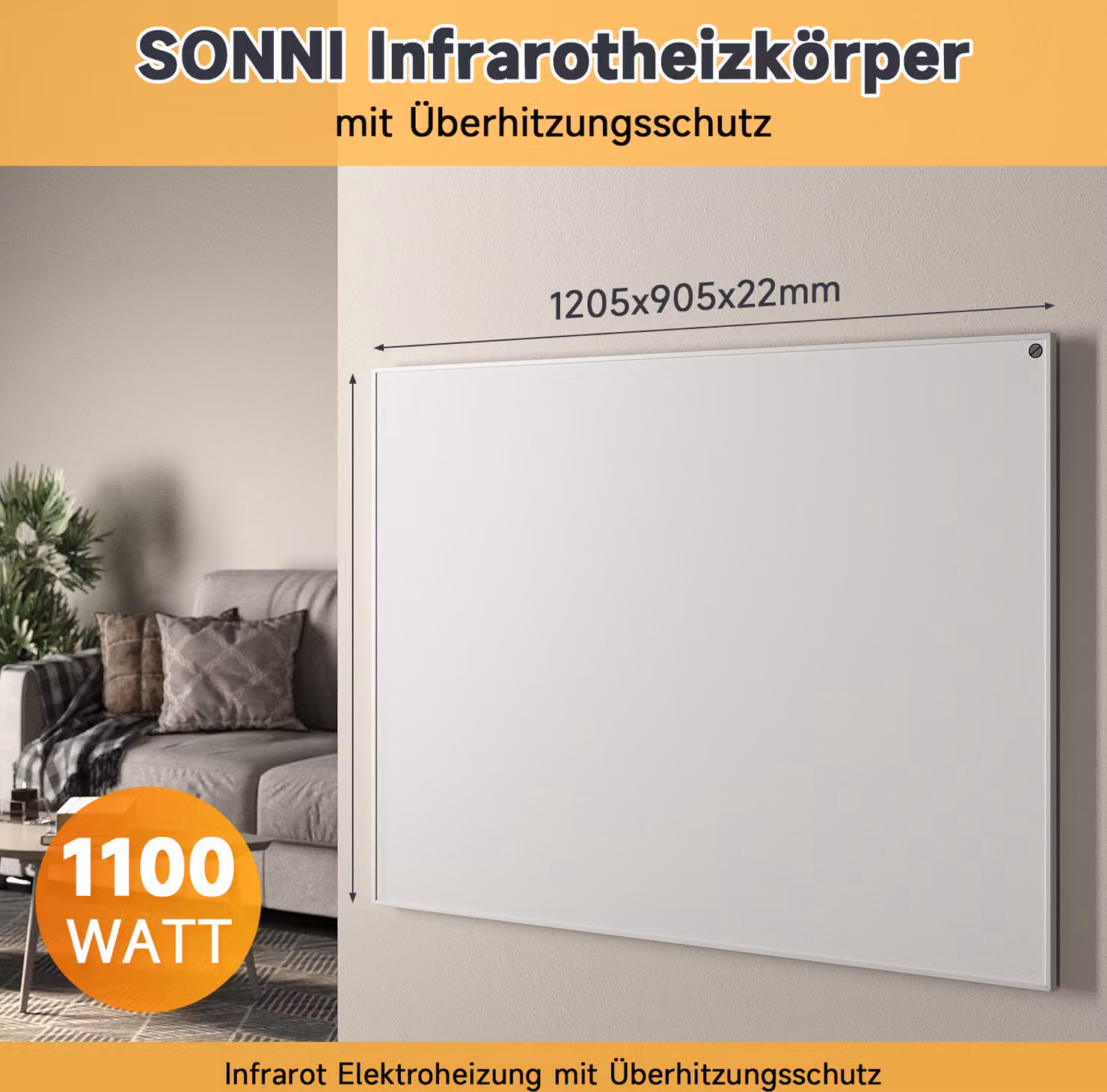 SONNI 1205x905mm riscaldatore a infrarossi 1100W bianco radiatori riscaldatori a infrarossi elettrici pannello di riscaldamento a parete riscaldatore radiatore termostato 5 strati di riscaldamento