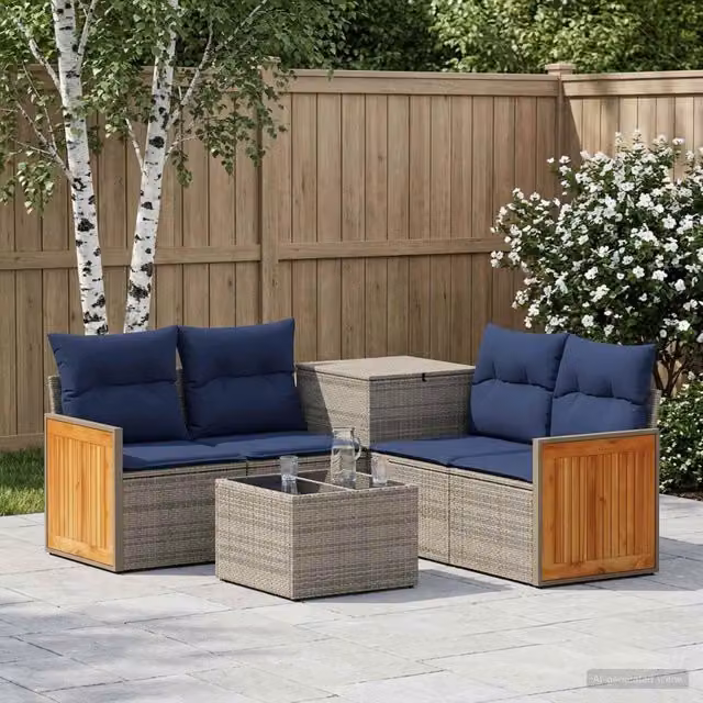 Set di divani 6 pz Grigio e Blu Navy 55 x 55 x 37 cm 3447715