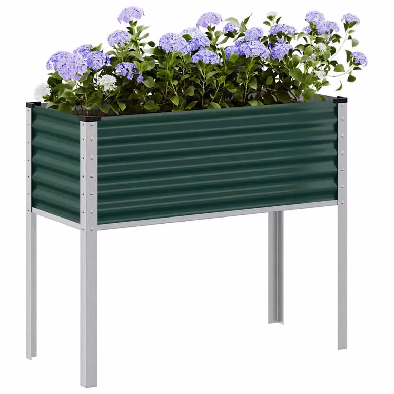 Fioriera da giardino vidaXL in acciaio verde L: 100 cm, P: 45 cm, H: 90 cm