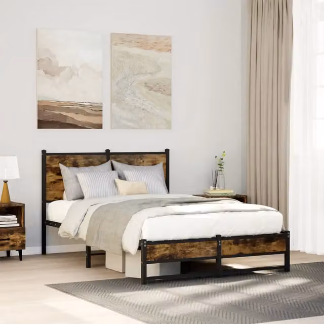Giroletto vidaXL in metallo e legno color marrone L: 120 cm, P: 200 cm, H: 91,5 cm – 1