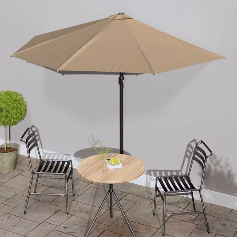 Ombrellone da Balcone vidaXL con Palo in Alluminio e Copertura in Poliestere, Colore Talpa, L: 300 cm, P: 155 cm