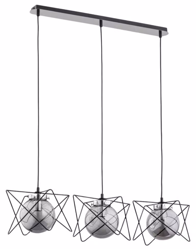 Lampadario Sagito nero-cromato 3xE14x40W in vetro, dimensioni: 90x85x20 cm, IP20, Alfa