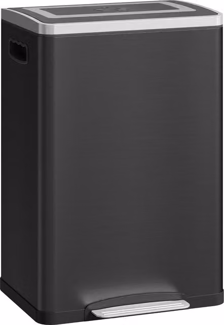 Bidone Immondizia a 2 Sezioni HOMCOM da 20L con Coperchio Soft Close e Filtro Odori, Acciaio Inox e PP, Nero, L/P/H: 40 x 34.8 x 59 cm
