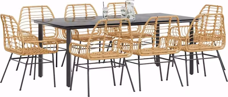 Maison Exclusive - Set da Pranzo da Giardino 9 pz Polyrattan Vetro