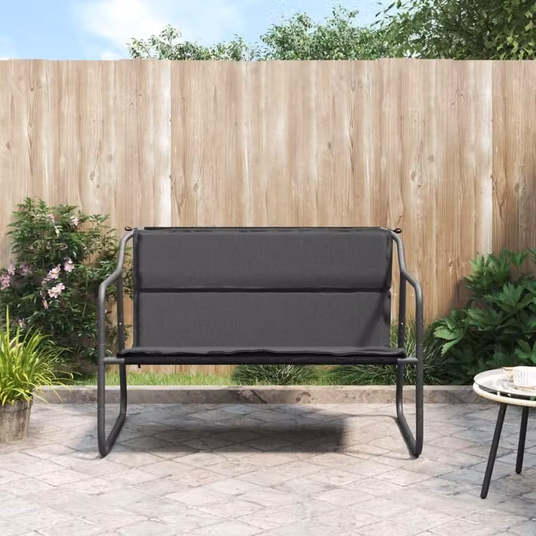 Panca da giardino a due posti con cuscino, colore antracite