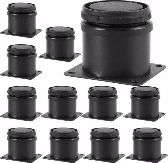 Gambe regolabili per tavolo - Set di 16 pezzi - Colore: nero - Materiale: acciaio inossidabile - Struttura robusta - Montaggio semplice