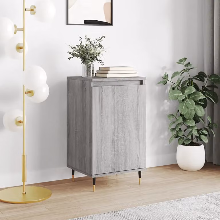 Credenza moderna vidaXL in legno multistrato e metallo, Grigio Sonoma, L 40 cm x P 35 cm x H 70 cm