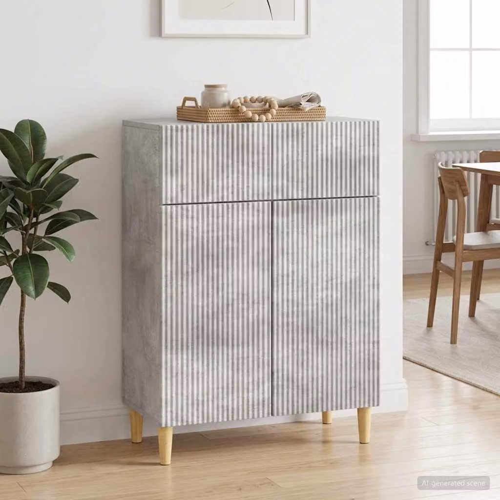 Credenza moderna vidaXL in legno ingegnerizzato grigio, L 66 cm x P 34,5 cm x H 90 cm