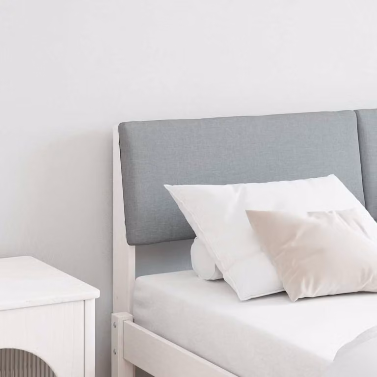 Testiera imbottita vidaXL in pino massello Grigio chiaro 135 cm