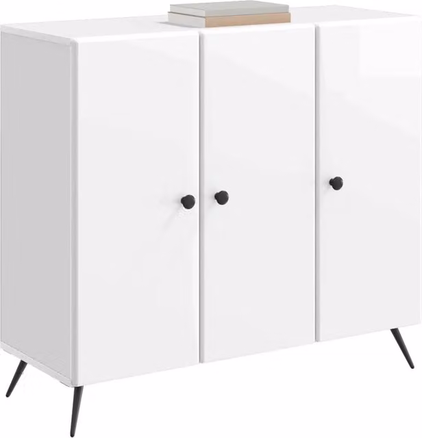 Credenza moderna Design In in legno MDF bianco lucido L: 89 cm, P: 34,5 cm, H: 80 cm