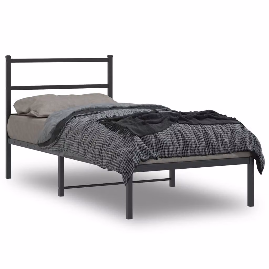 vidaXL Giroletto con Testiera in Metallo Nero L 90 x P 200 cm