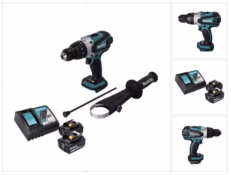 Trapano a percussione a batteria Makita DHP 458 RT 18 V 91 Nm + 2 batterie da 5,0 Ah + caricabatterie