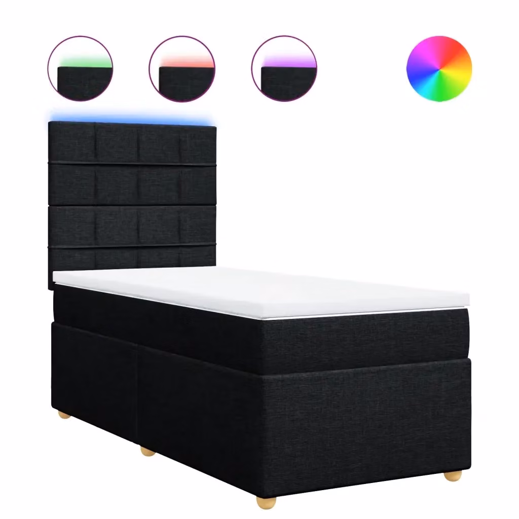Letto Ibrido con Giroletto a Molle e Materasso vidaXL in Tessuto Nero e Bianco L/P/H: 90 x 190 x 150,5 cm – 2