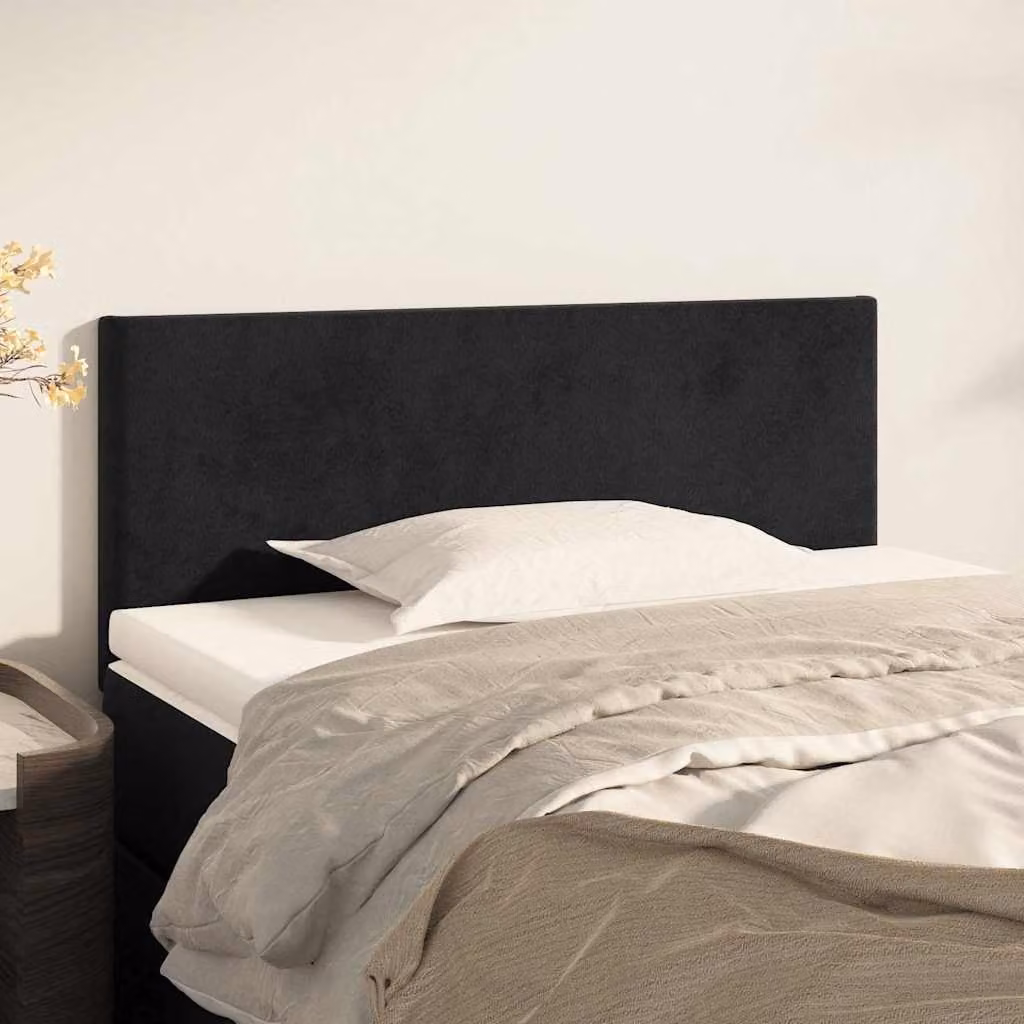 Testiera per letto vidaXL in velluto nero con pannello imbottito, L: 90 cm, P: 5 cm, H: 78-88 cm