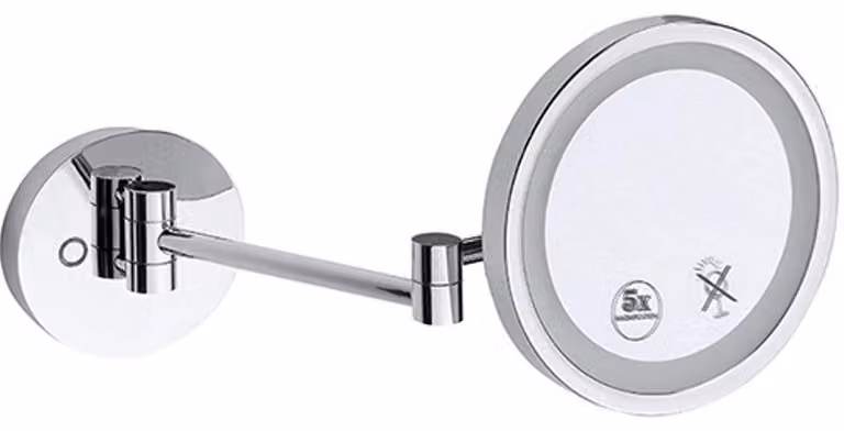 Specchio cosmetico con illuminazione Bemeta dia. 216 x 216 mm ottone/vetro ingrandimento 5x.