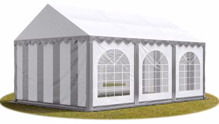 TOOLPORT 4x6 mTendone per feste PREMIUM PVC grigio-bianco 100% impermeabile Tendone da esterno Tenda party