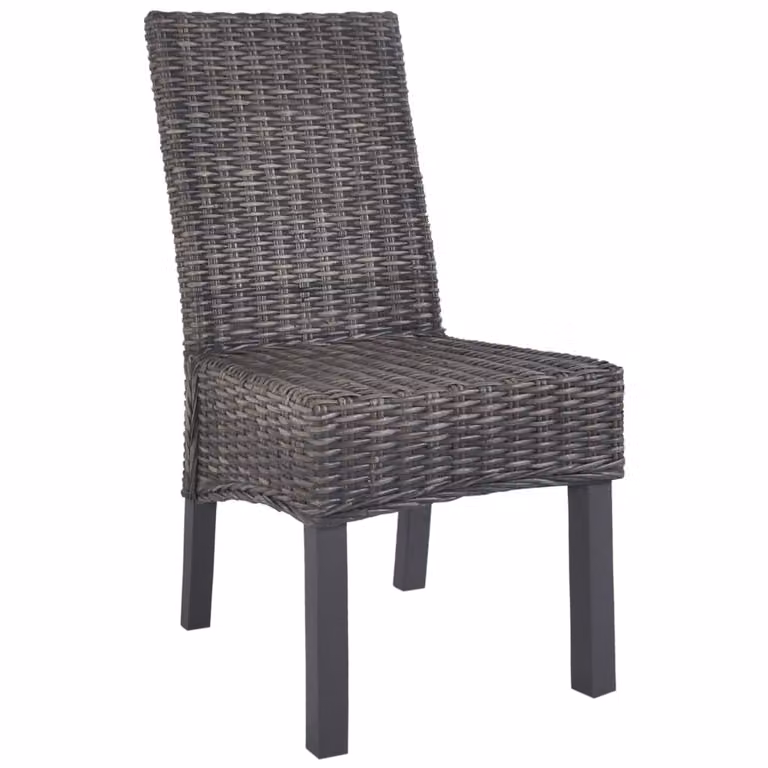 Sedie da pranzo 4 pz. Rattan Kubu marrone e legno di mango
