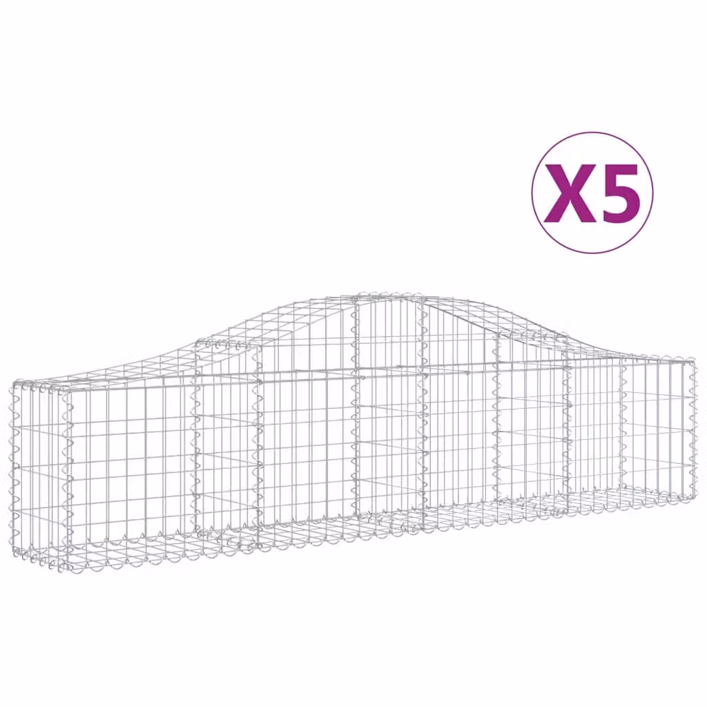 Cesti Gabbioni ad Arco 5 pz 200x30x40/60 cm Ferro Zincato