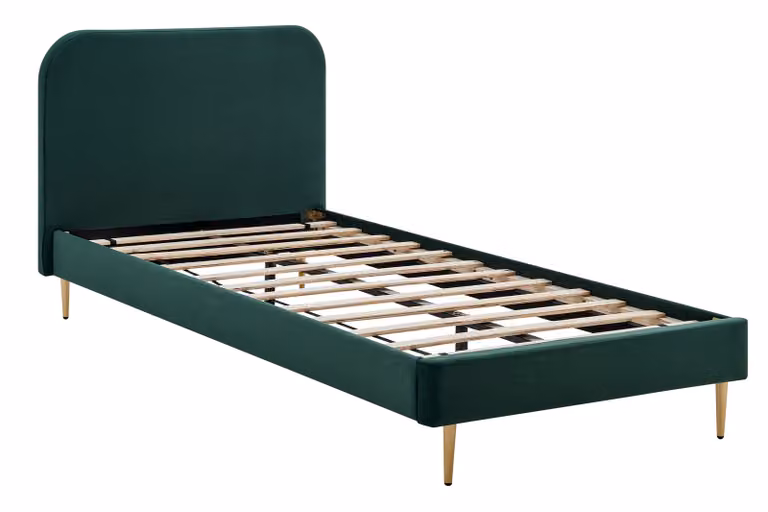Letto imbottito con rivestimento in velluto Verde 90x200 cm