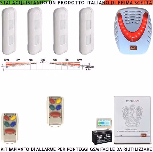 Sistema Antifurto per Ponteggi Securvera GSM GPRS con Gestione da Cellulare, Sirena e Ascolto Ambientale, Colore Bianco