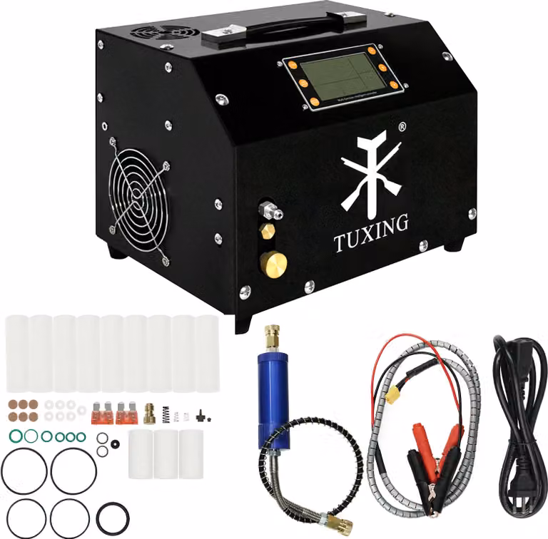 Compressore d’aria, 300 bar, alta pressione, spegnimento automatico, 220V, set con adattatori e accessori, TXET063